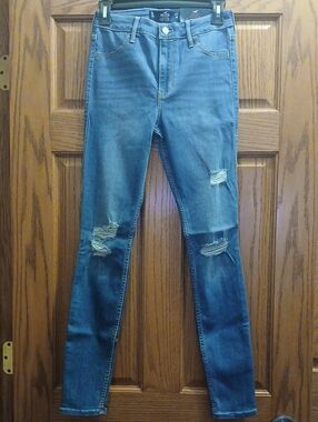 Blue Distressed Women's High Rise  Jean Leggings 5L / (W27,L30)
